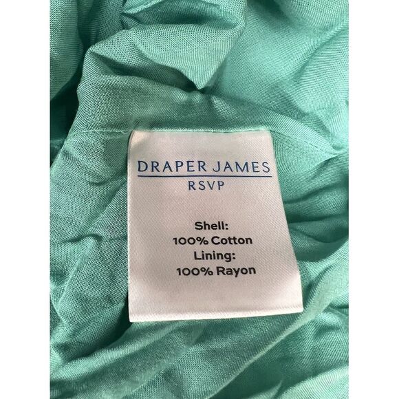 DRAPER JAMES RSVP Dress Women's Size 2X Puff Sleeve Gingham Mint Green - Picture 7 of 8